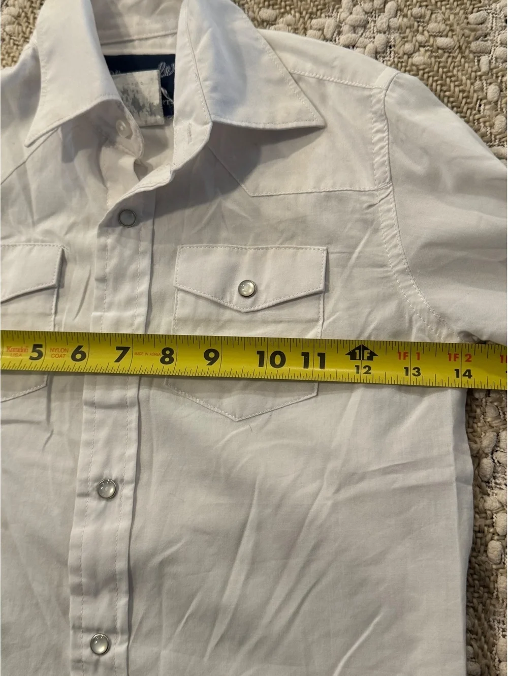 Wrangler boys' white long-sleeve denim shirt with pearl snaps, Size XS (4/5)